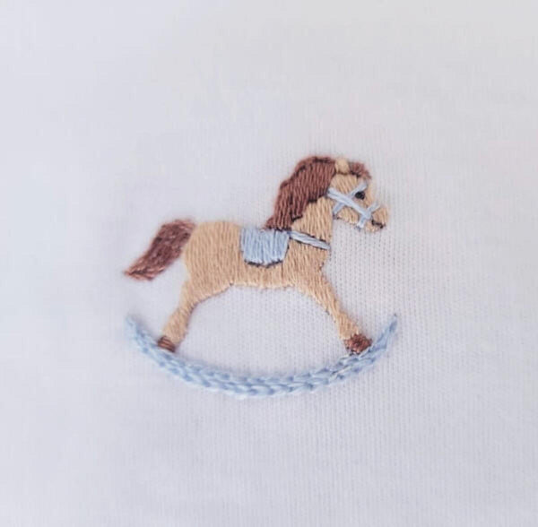 Rocking Horse Bloomer Set- Blue Bitty Dot