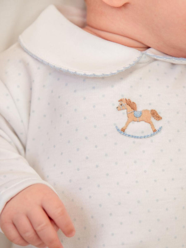 Rocking Horse Bloomer Set- Blue Bitty Dot