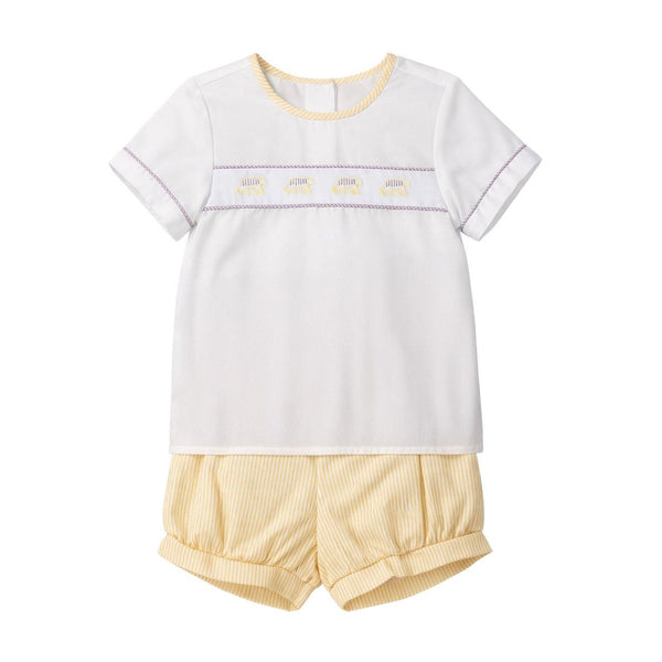 Wyatt Banded Short Set- Yellow Tiger Stripe