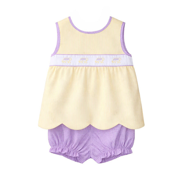 Elaine Scallop Bloomer Set- Yellow Tiger Stripe