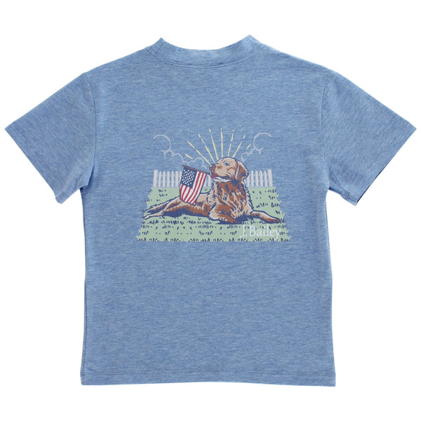 Logo Tee- Retriver on Heathered Blue