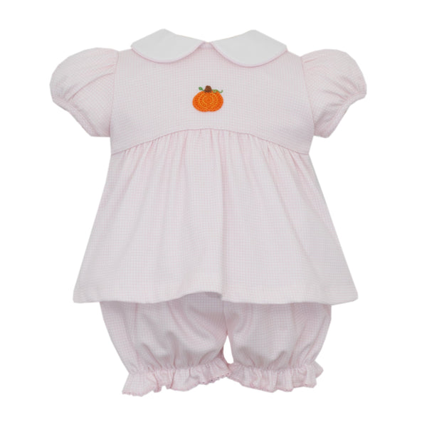 Pumpkin Knit Bloomer Set- Pink Check