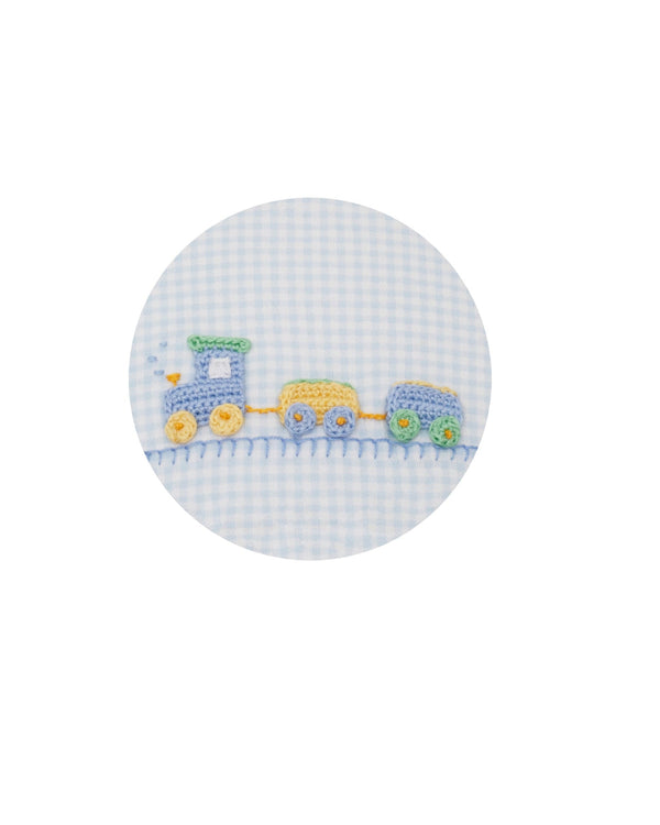 Train Knit Bloomer Set- Lt. Blue Gingham