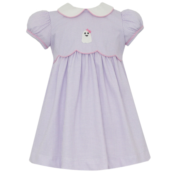 Ghost Knit Dress- Purple Gingham