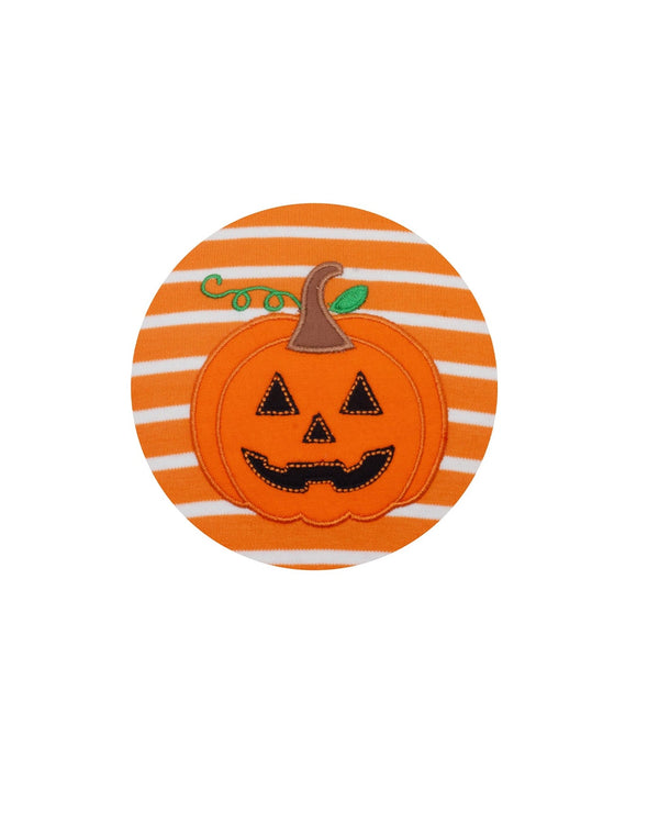Jack O Lantern Knit Romper- Orange Stripe