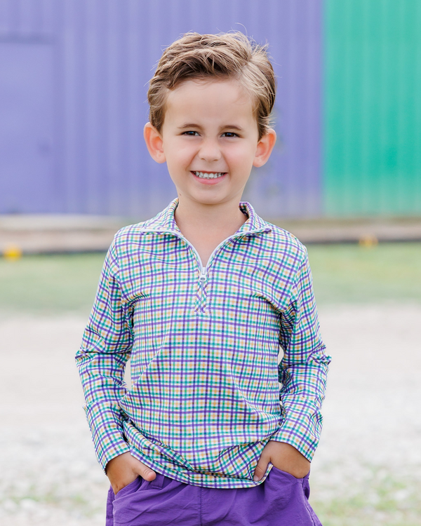 Mardi Gras Plaid Pullover