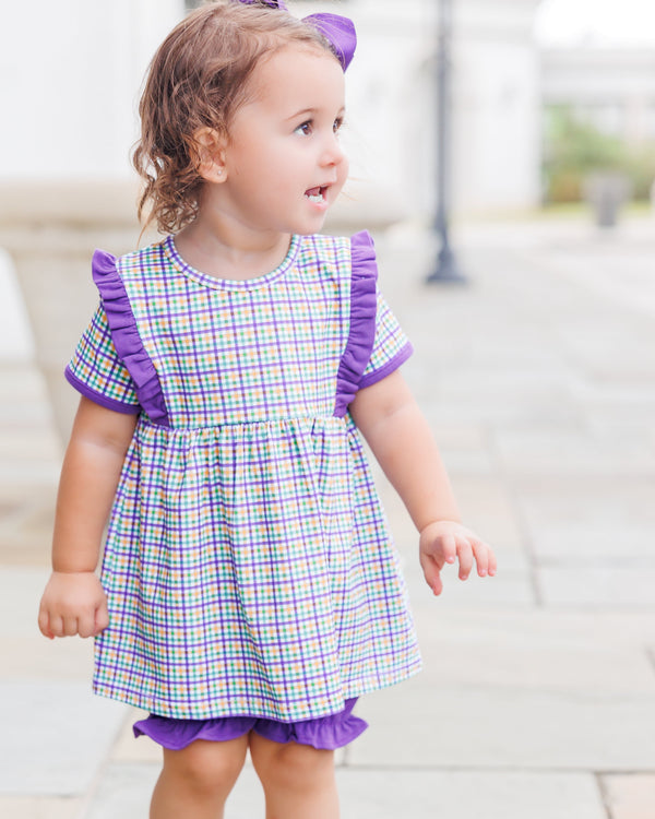 Mardi Gras Plaid Bloomer Set