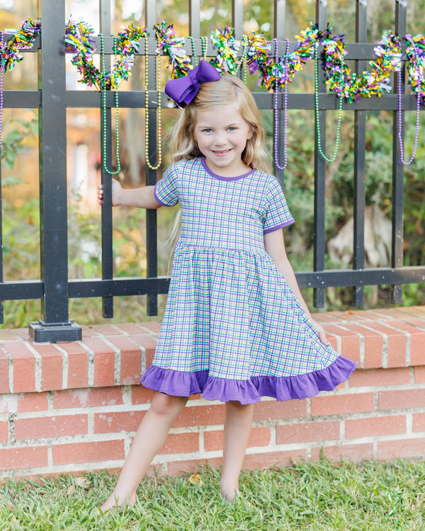 Mardi Gras Plaid Dress