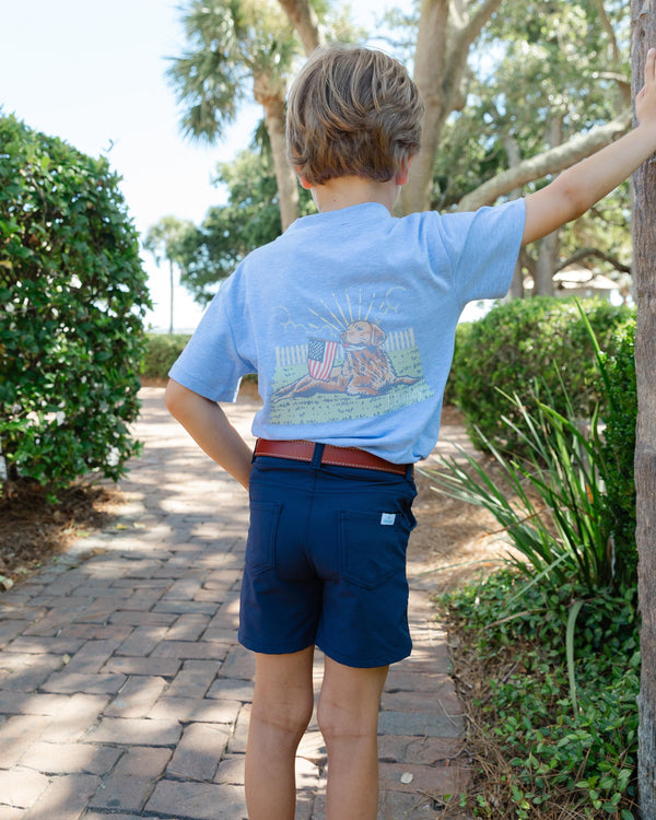 Logo Tee- Retriver on Heathered Blue