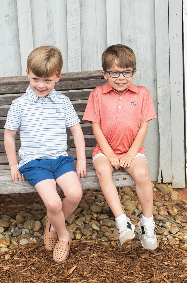 Too Cool for School Polo- Ice Water Copen Blue Stripe