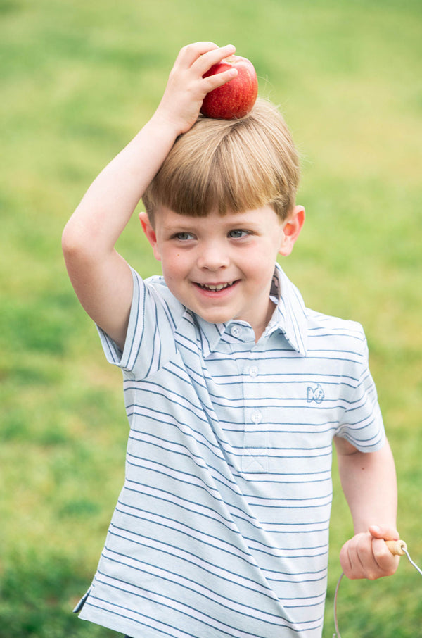 Too Cool for School Polo- Ice Water Copen Blue Stripe