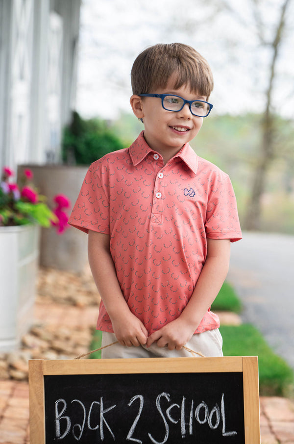 Pro Performance Polo- Crabapple Antler Print