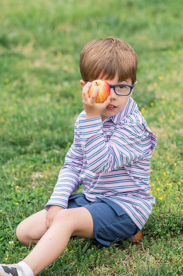 LS Pro Performance Polo- Copen Blue Orchid Stripe