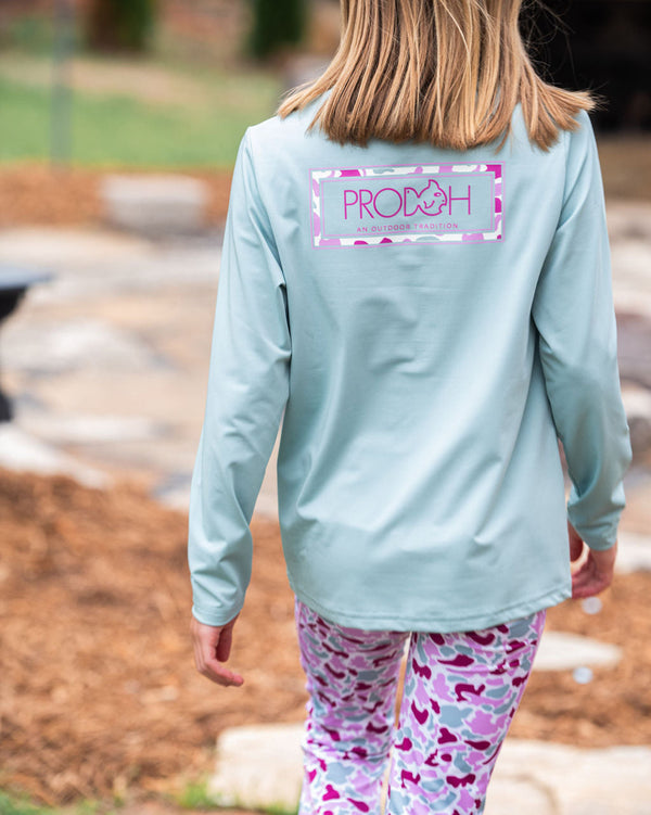 Pro Performance LS Orchid Break Point Camo Shirt- Blue Surf