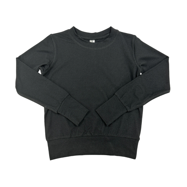 Yoga Crew Neck LS Top- Black Heather