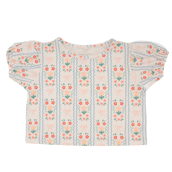 Puff Sleeve Top- Floral & Bow