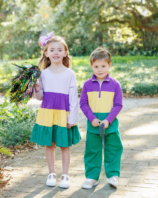 Mardi Gras Colorblock Twirl Dress