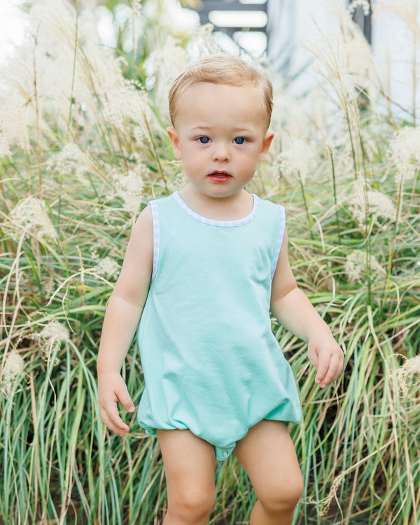 Avery Bubble- Mint w/ Light Blue Gingham