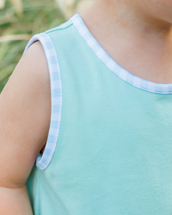 Avery Bubble- Mint w/ Light Blue Gingham