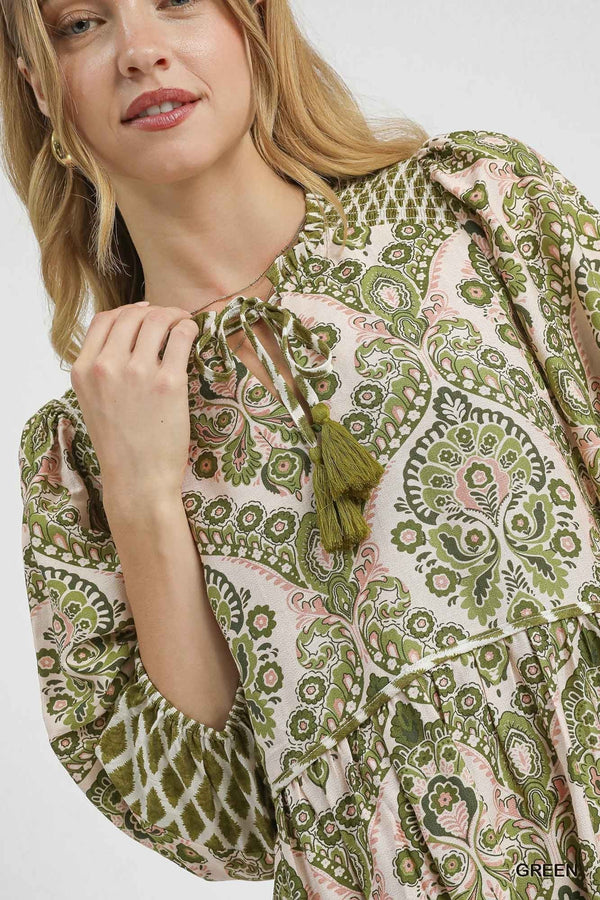 Paisley Crosspatch Dress- Green