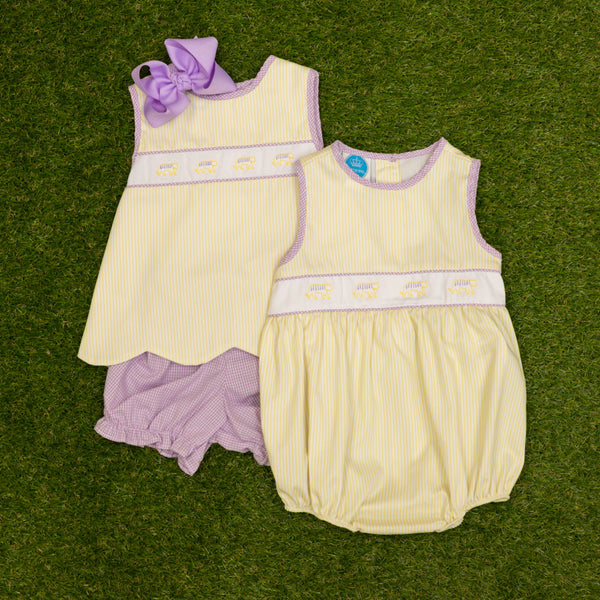 Elaine Scallop Bloomer Set- Yellow Tiger Stripe