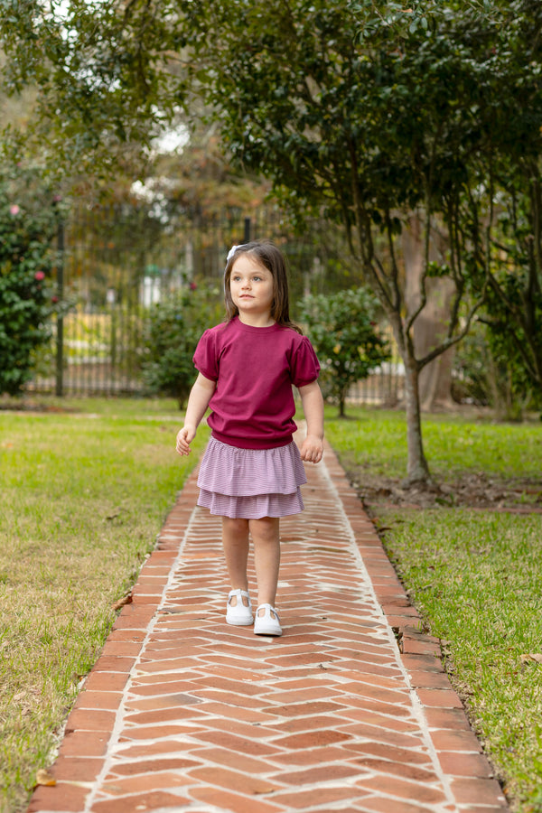 Landry Puff Sleeve Top- Cranberry