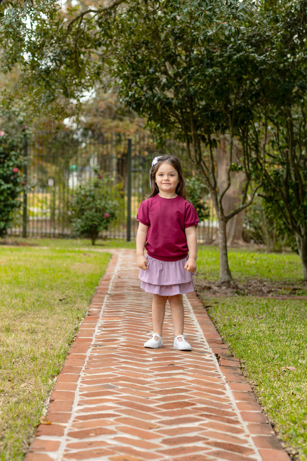 Landry Puff Sleeve Top- Cranberry