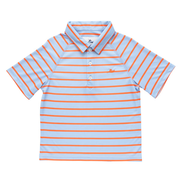 SS Polo- Serenity/Camellia Stripe