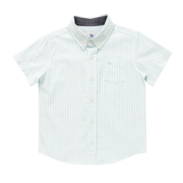 SS Dress Shirt- Aqua Gingham