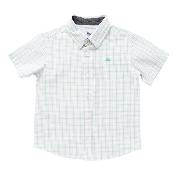 SS Dress Shirt- Aqua/Peach