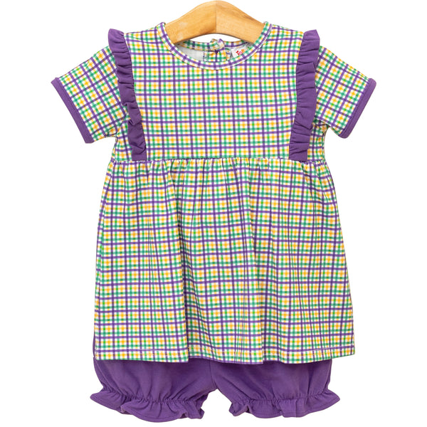 Mardi Gras Plaid Bloomer Set