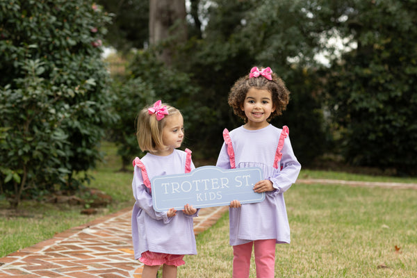 Olivia Bloomer Set- Lavender Stripe/Pink