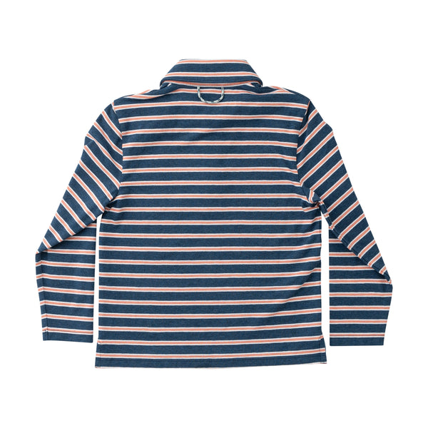LS Too Cool for School Polo- Dark Denim Crabapple Stripe