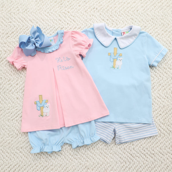 He Is Risen Collared Short Set