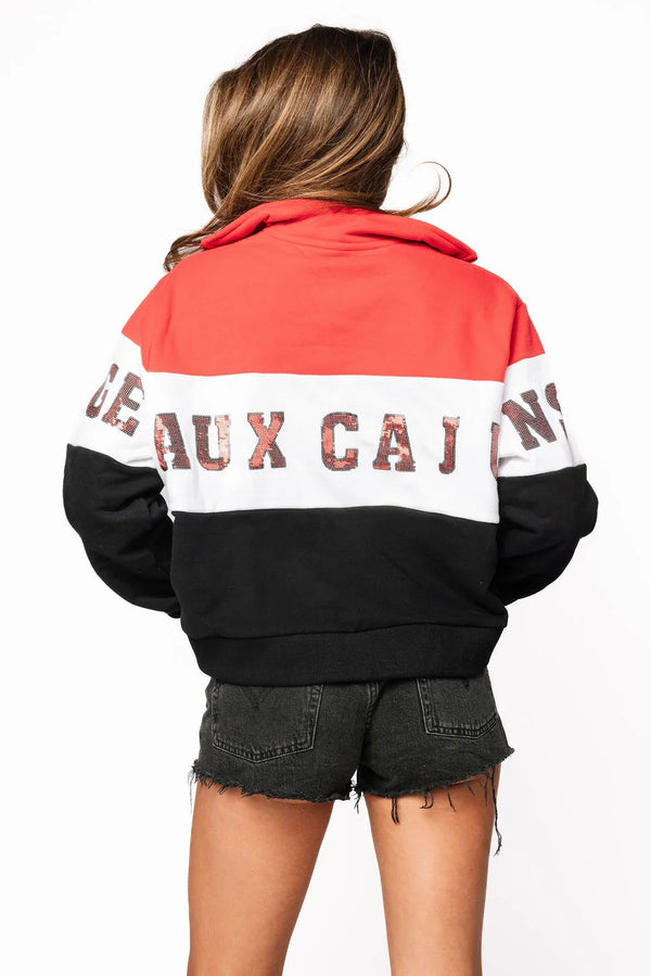 Licensed ULL Quarter Zip Colorblock Sweatshirt- (Women's)