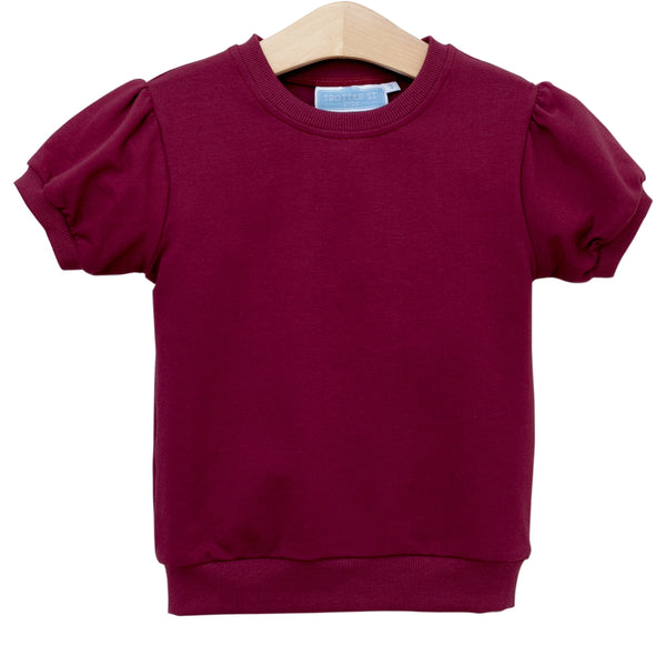 Landry Puff Sleeve Top- Cranberry