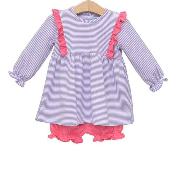 Olivia Bloomer Set- Lavender Stripe/Pink