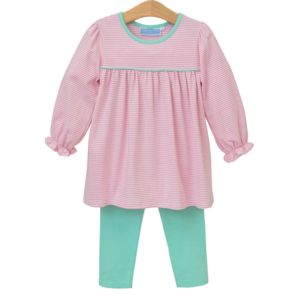 Ellie Pants Set- Light Pink Stripe/Mint