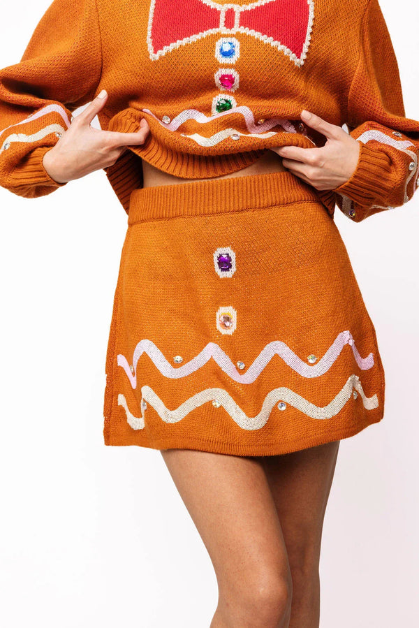 Brown Gingerbread Jewel Skirt- (Women's)
