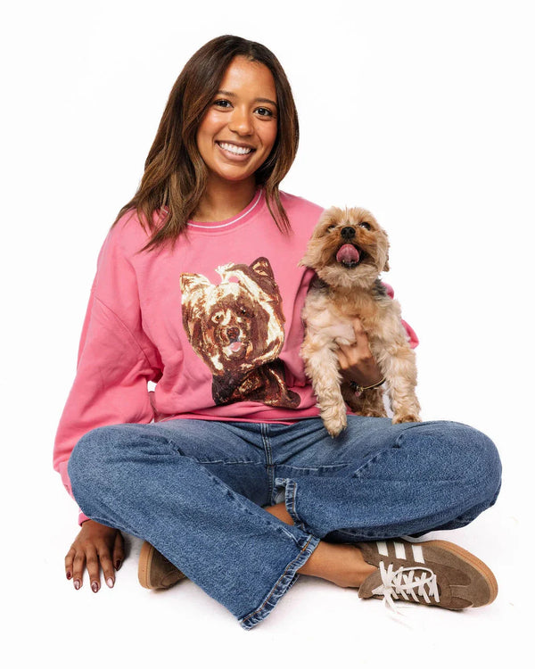 Hot Pink Yorkie Sweatshirt- (Women's)