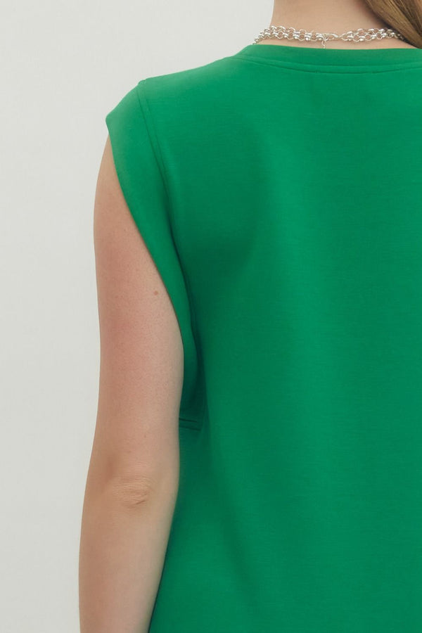 Solid Jersey Knit Pullover Dress- Kelly Green