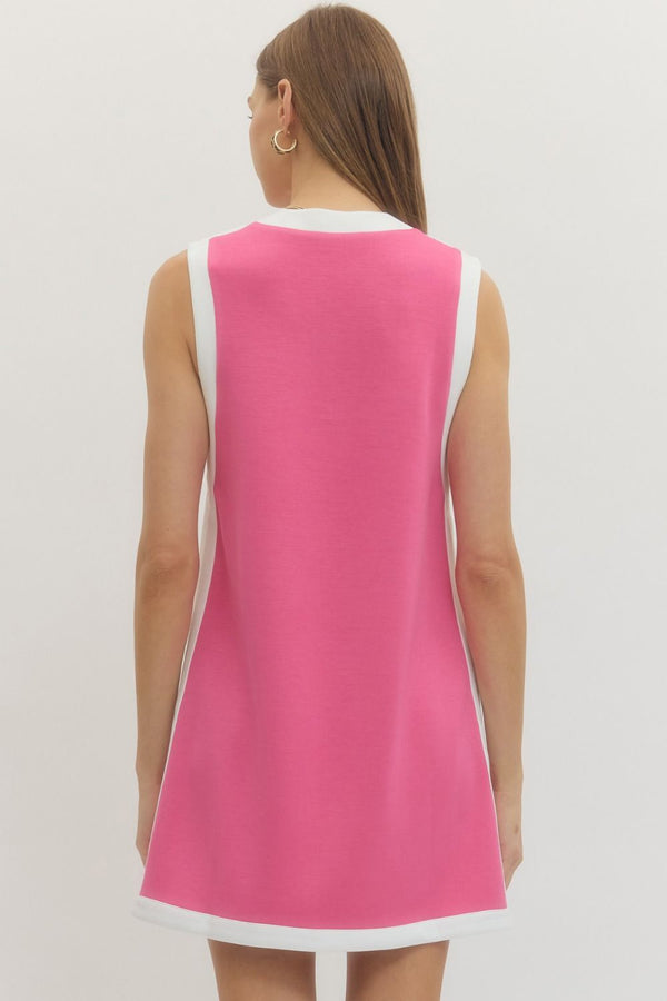 Solid Sleeveless Pullover Dress- Candy Pink