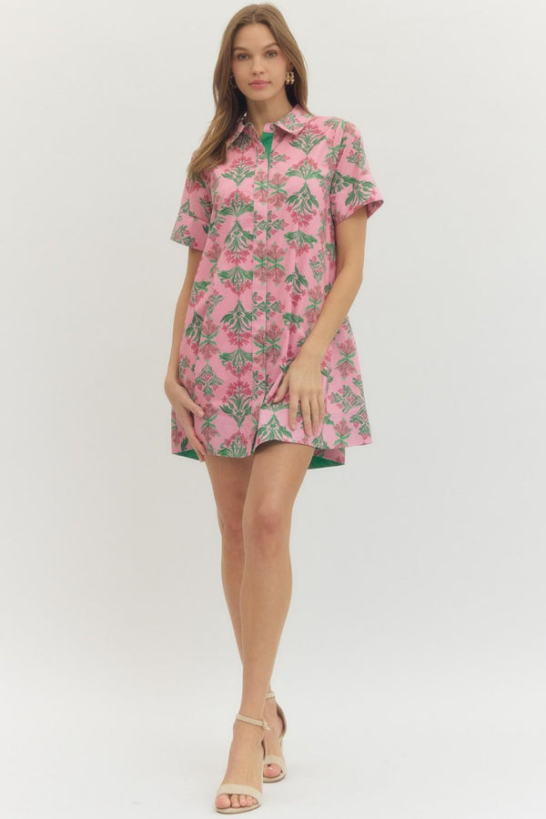 Floral Print Button Up Dress