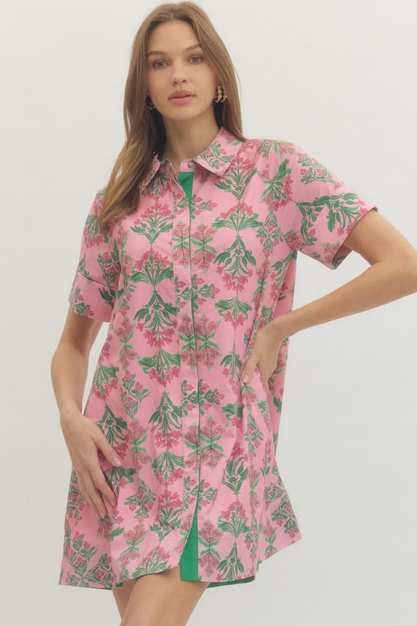 Floral Print Button Up Dress