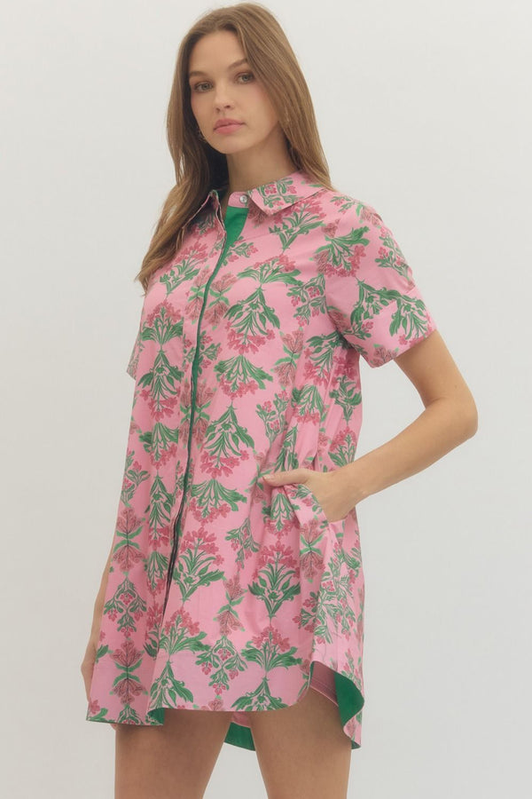 Floral Print Button Up Dress