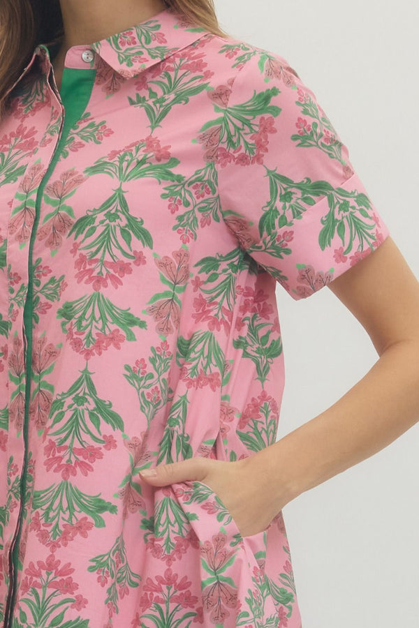 Floral Print Button Up Dress