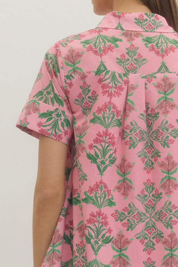 Floral Print Button Up Dress