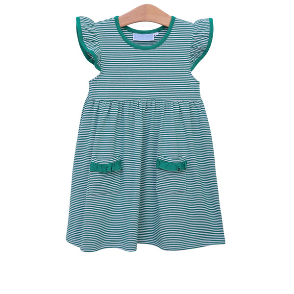 Lucy Game Day Dress- Green Stripe
