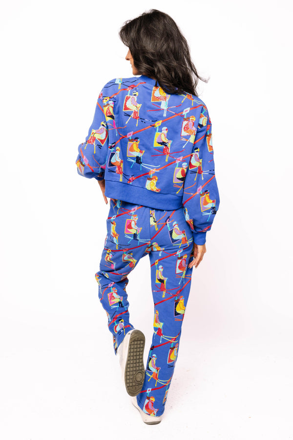 Royal Blue Ski Lift Sweatshirt- (Women's)