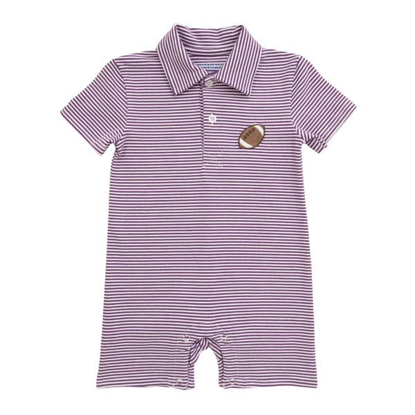 Football Polo Romper- Purple